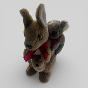 Ascool Momma kangaroo and baby in pouch with Koala on back Australia ribbon